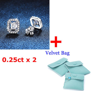 0.2CT Moissanite Stud Earrings S925 Silver Square Jewelry Lab Diamond Earring