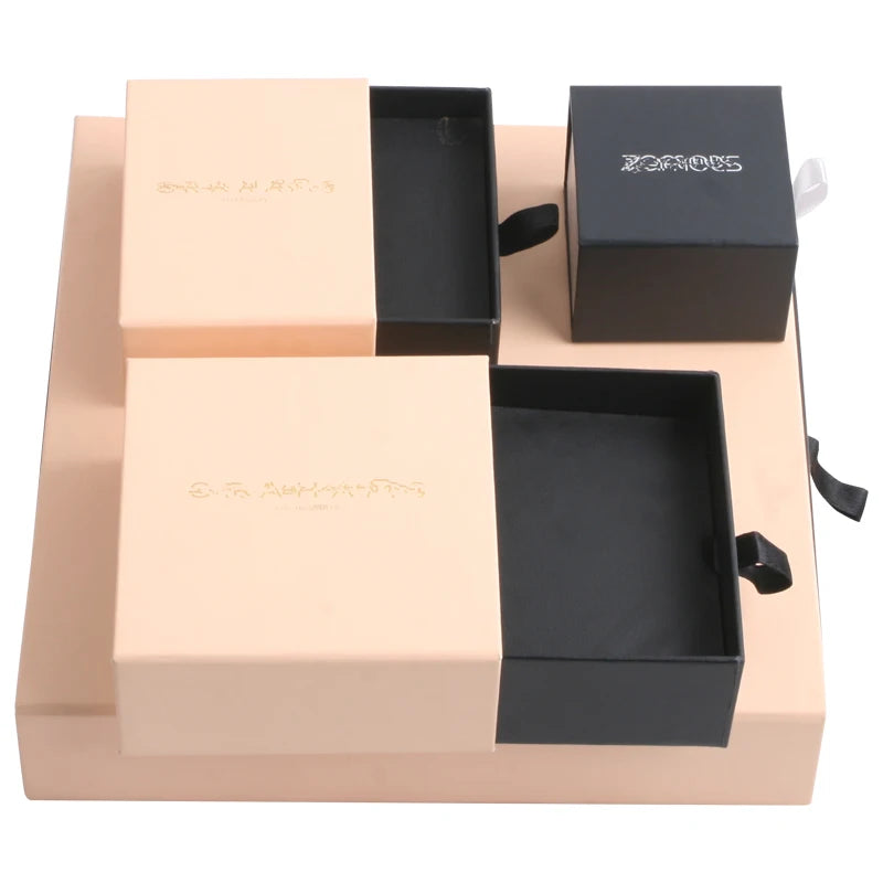 GemTrue High Ring Gift Package Paper Jewel Box With Drawer Cardboard