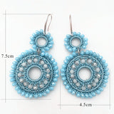 Red Crystal Big Round Earrings Women Boho Jewelry