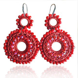 Red Crystal Big Round Earrings Women Boho Jewelry