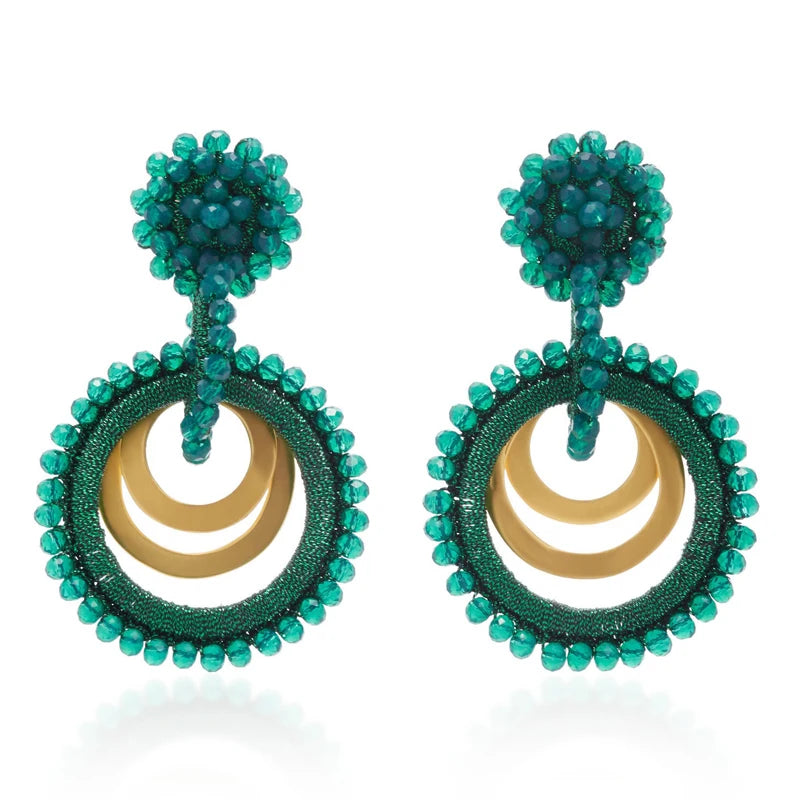 Crystal Drop Earrings Round Pendant Oorbellen Accessories