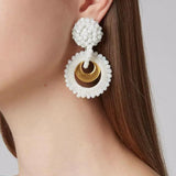 Bohemian Plexiglass Beaded Crystal Dangle Earrings