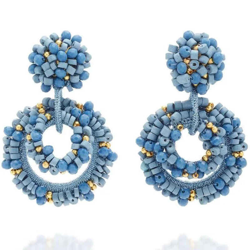Bohemian Plexiglass Beaded Crystal Dangle Earrings