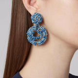 Bohemian Plexiglass Beaded Crystal Dangle Earrings