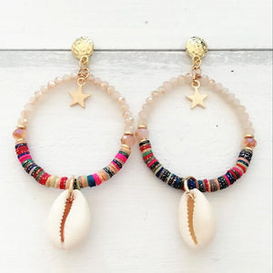 Acrylic Shell Star Crystal Dangle Drop Earrings Women Jewelry for Party Girls