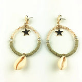 Acrylic Shell Star Crystal Dangle Drop Earrings Women Jewelry for Party Girls