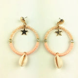 Acrylic Shell Star Crystal Dangle Drop Earrings Women Jewelry for Party Girls