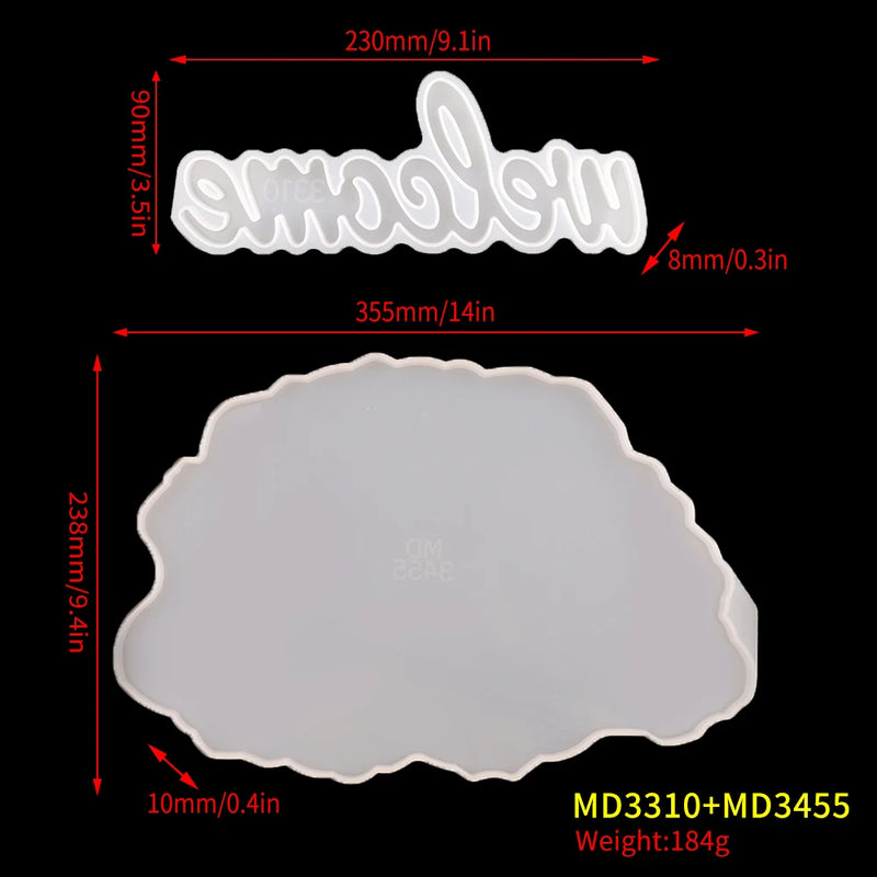 DIY Resin Epoxy Door Plate Mold Sign Welcome Doorplate Casting Silicone Mould