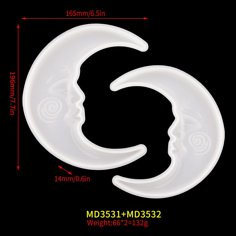 2pcs Moon Resin Mold Crystal Hanging Ornaments for Epoxy, Silicone Crafts