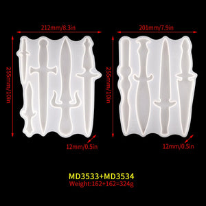 2Pcs Dagger Resin Silicone Mould for Epoxy Art Supply