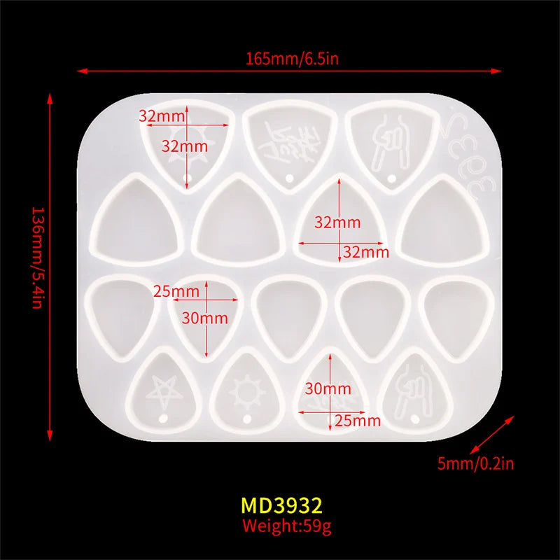 Silicone Mold for Resin Guitar Picks Casting