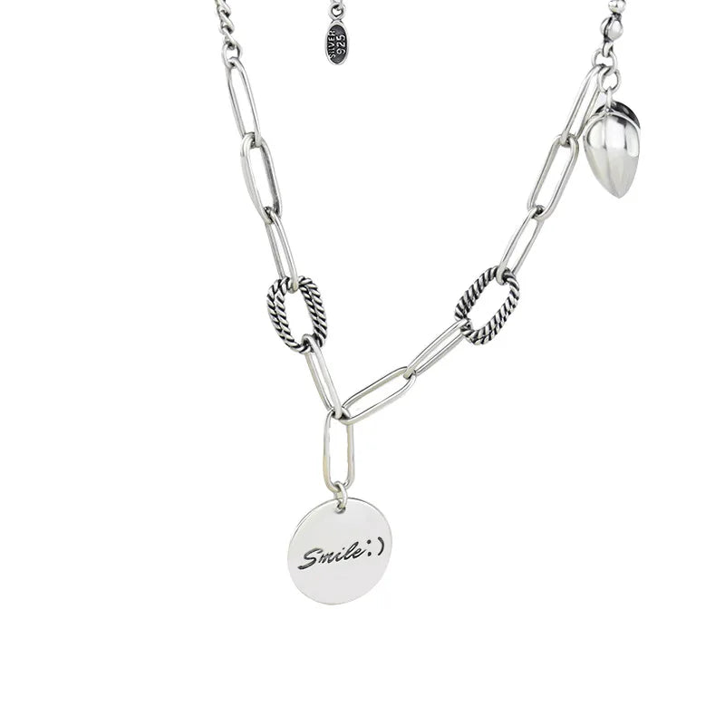 DN1 Circle Necklace Women Choker 925 Sterling Silver Collar Chains Jewelry