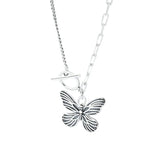 Silver Flying Butterfly Short Necklace for Women