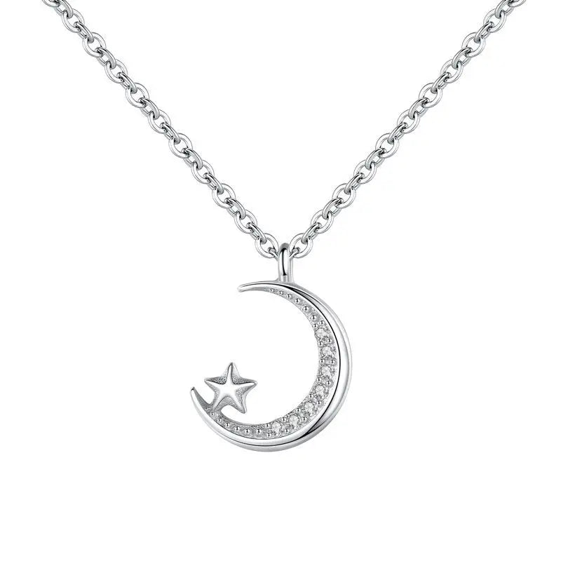 Star Moon Zircon Necklace For Women Moonlight Jewelry