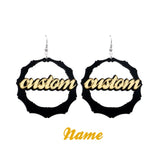 Customizable Bamboo Hoop Earrings with Name, Statement Words
