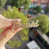 DODOAI Diamond Brooch Stainless Steel Initials Lapel Pin