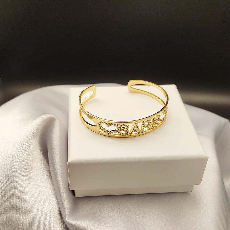 DODOAI CZ Zircon Bangles Name Bracelet Jewelry