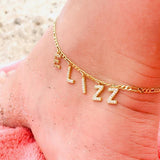 DODOAI Diamond Zircon Letter Anklet - Personalized Link Chain Anklet for Women