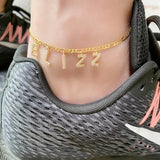 DODOAI Diamond Zircon Letter Anklet - Personalized Link Chain Anklet for Women