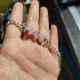 DODOAI Name Bracelet Crystal 9mm Letters Bracelet Women Kids Cuban Chain