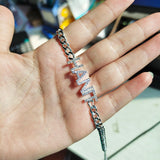 DODOAI Name Bracelet Crystal 9mm Letters Bracelet Women Kids Cuban Chain