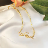 DODOAI Personalized Name Necklaces with Rectangular Chain