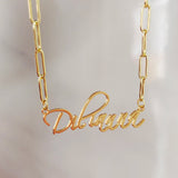 DODOAI Personalized Name Necklaces with Rectangular Chain