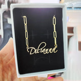 DODOAI Personalized Name Necklaces with Rectangular Chain