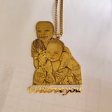 DODOAI Photo Necklace for Kids Family Memory Jewelry