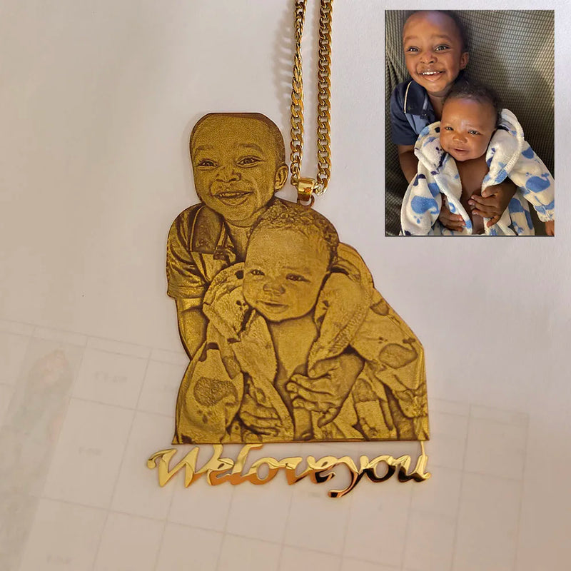 DODOAI Photo Necklace for Kids Family Memory Jewelry