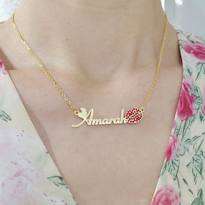 DODOAI Stainless Steel Name Necklace With Kiss Red Lips