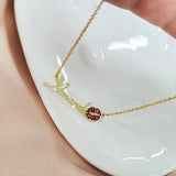 DODOAI Stainless Steel Name Necklace With Kiss Red Lips