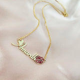 DODOAI Stainless Steel Name Necklace With Kiss Red Lips