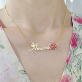 DODOAI Stainless Steel Name Necklace With Kiss Red Lips
