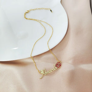 DODOAI Stainless Steel Name Necklace With Kiss Red Lips