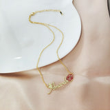 DODOAI Stainless Steel Name Necklace With Kiss Red Lips