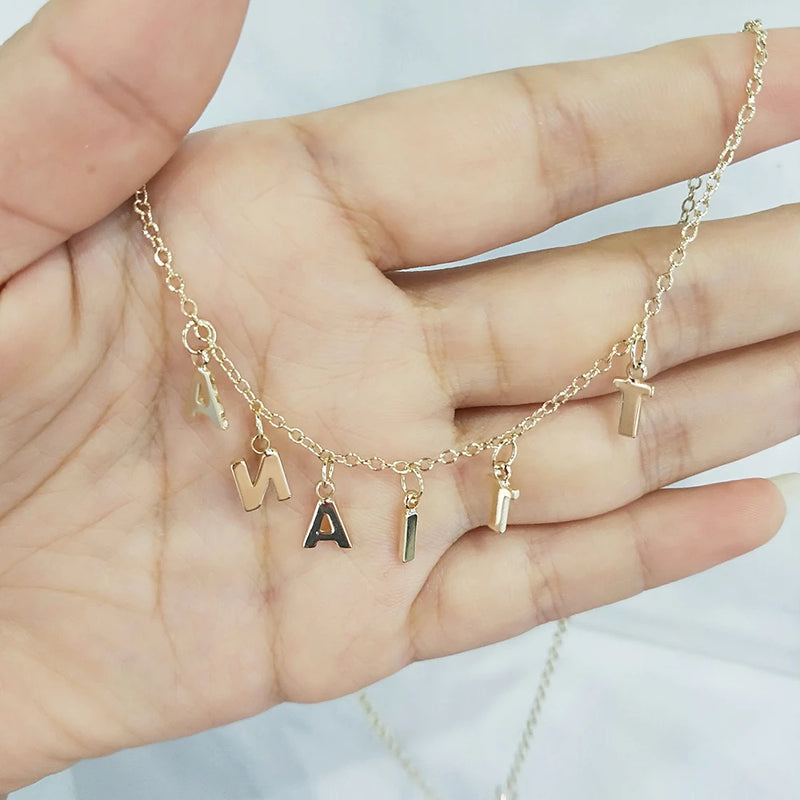 DODOAI Name Necklace Stainless Steel Nameplate Gift