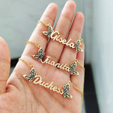 DODOAI Butterfly Name Necklace Engraved Choker Personalized Letter Jewelry