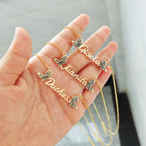 DODOAI Butterfly Name Necklace Engraved Choker Personalized Letter Jewelry
