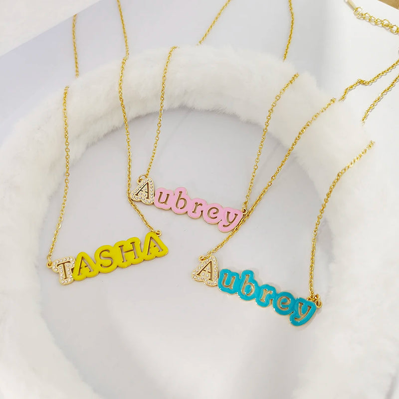 DODOAI Enamel Name Necklace Personalized 925 Sterling Silver Necklaces