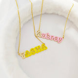 DODOAI Enamel Name Necklace Personalized 925 Sterling Silver Necklaces