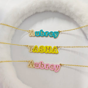 DODOAI Enamel Name Necklace Personalized 925 Sterling Silver Necklaces