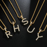 DODOAI Mini A-Z Zircon Letter Pendant Necklace for Men Women Choker Jewelry