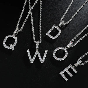 DODOAI Mini A-Z Zircon Letter Pendant Necklace for Men Women Choker Jewelry