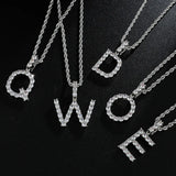 DODOAI Mini A-Z Zircon Letter Pendant Necklace for Men Women Choker Jewelry