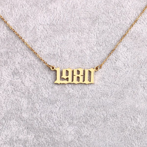DODOAI Old English Year Numbers Choker Necklace - 1992/1993/1994 Birthday Gift