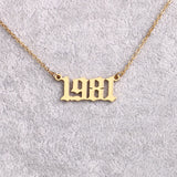 DODOAI Old English Year Numbers Choker Necklace - 1992/1993/1994 Birthday Gift