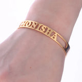 DODOAI Hollow Letter Bangle Cuff Bracelet for Women