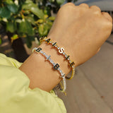 DODOAI Tennis Chain Personalized Name Bracelet Women Jewelry