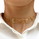 DODOAI Old English Choker Nameplate Necklace Personalized Jewelry